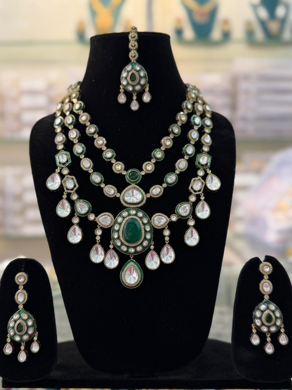 Emerald Majesty Layered Necklace Set