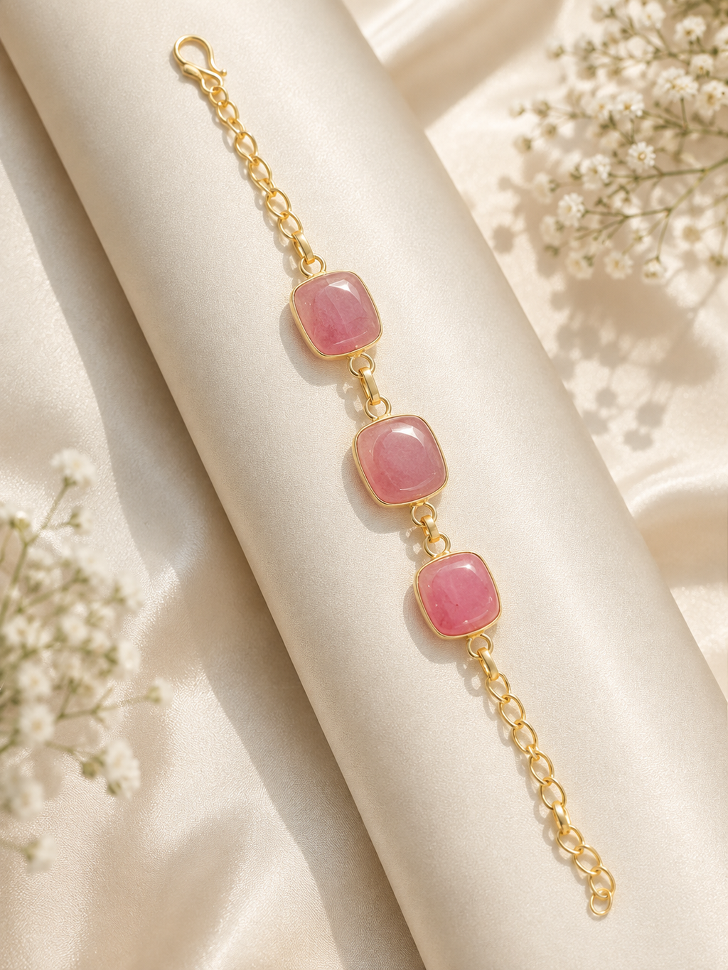 Rosé Luxe Pink Gemstone Chain Bracelet