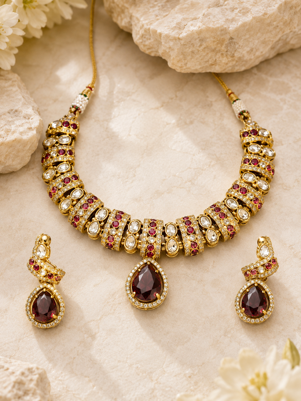 Royal Ruby Kundan Choker Necklace Set