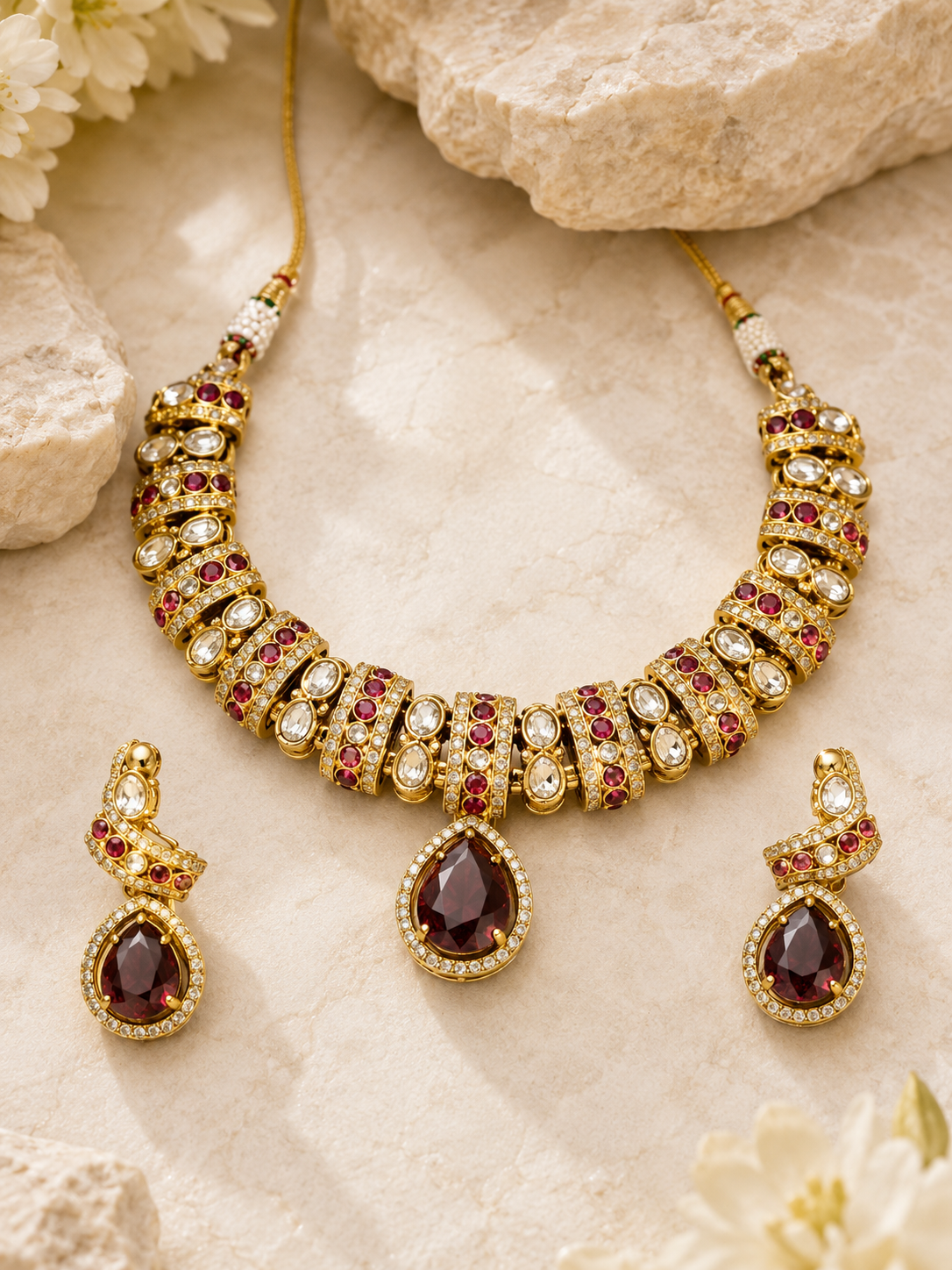 Royal Ruby Kundan Choker Necklace Set