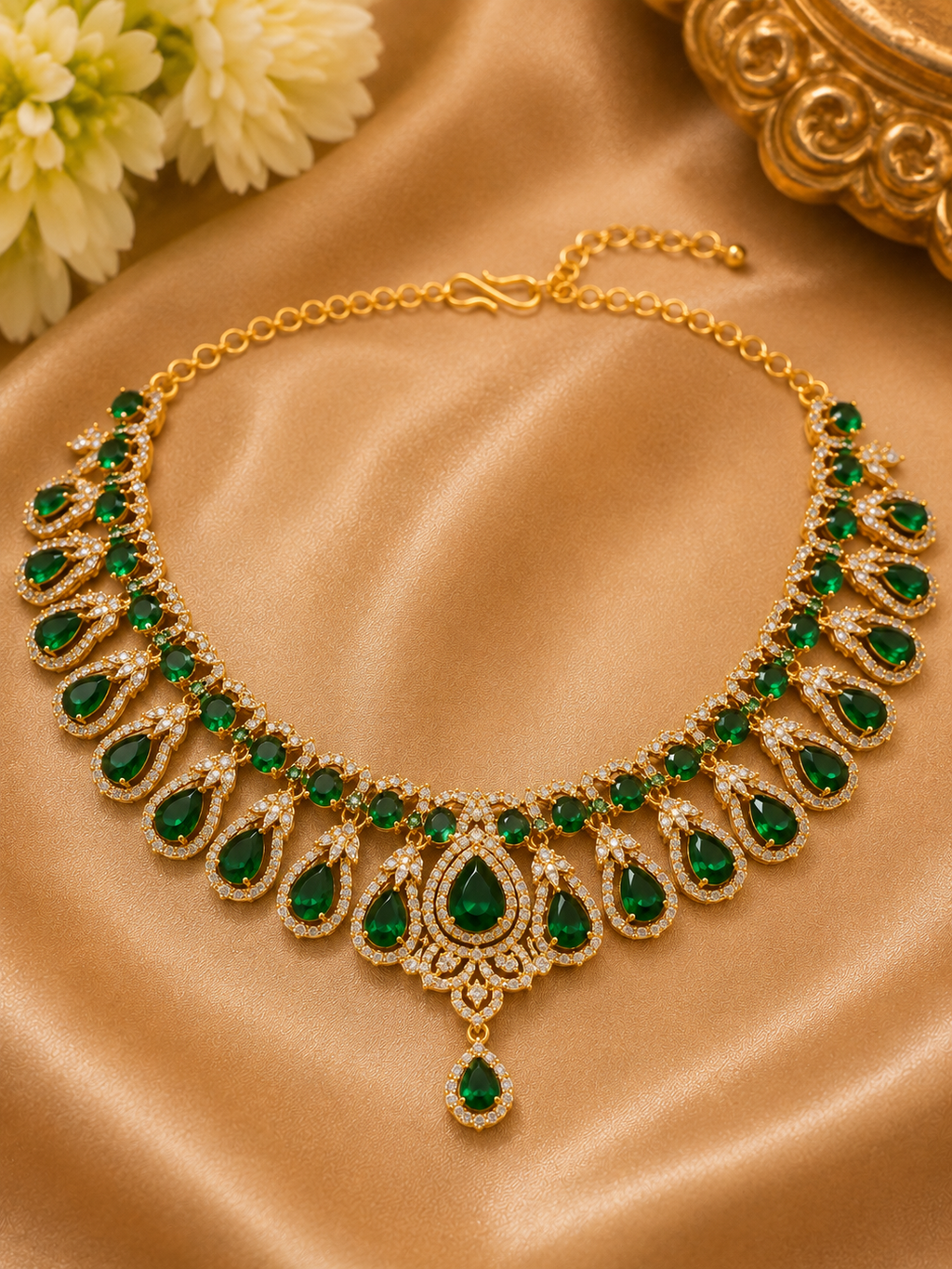 Emerald Royale Statement Necklace Set