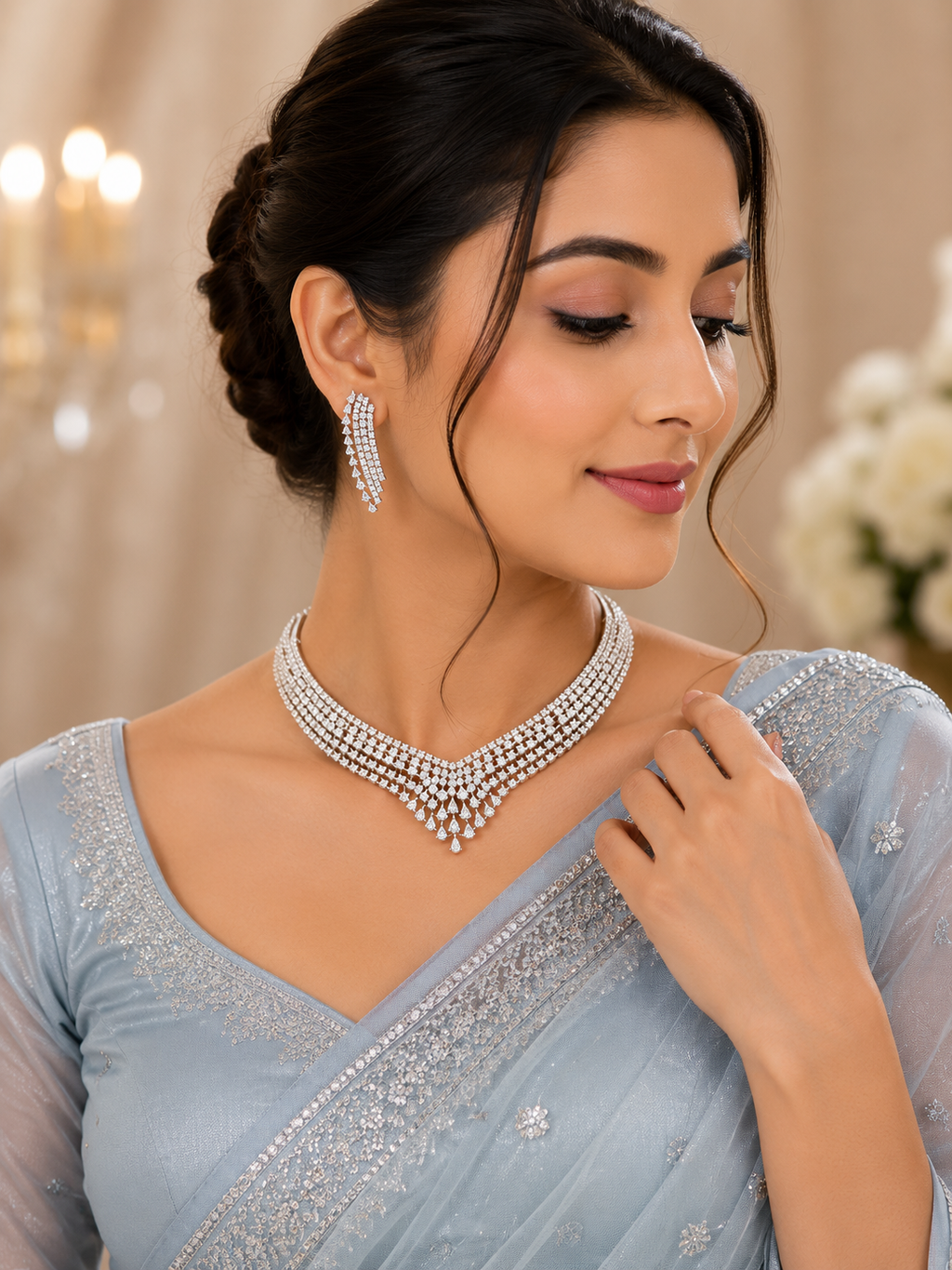 Radiant Elegance American Diamond Choker Set