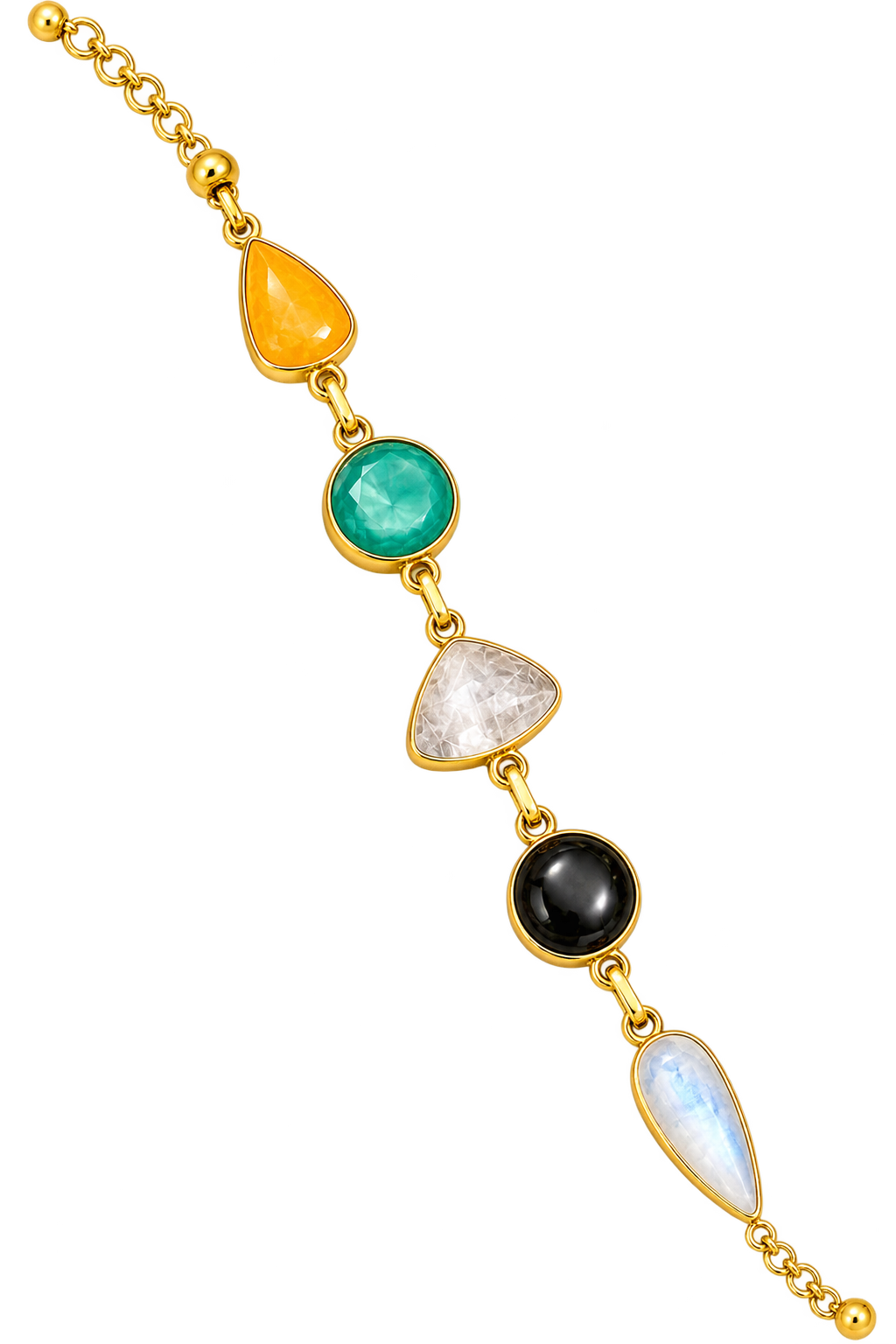 Praynil Multicolor Natural Stone Gold-Plated Adjustable Bracelet