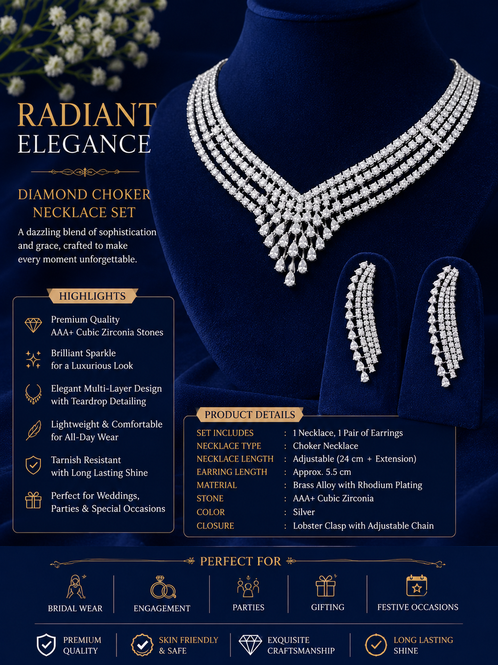 Radiant Elegance American Diamond Choker Set