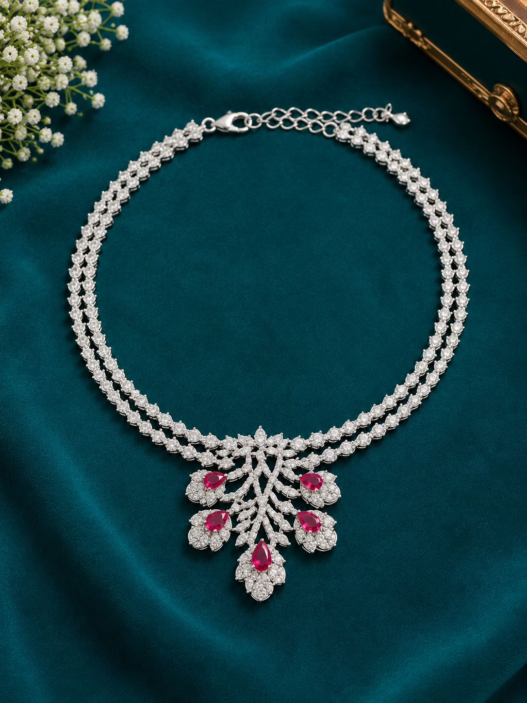 Ruby Blossom Diamond Choker Set